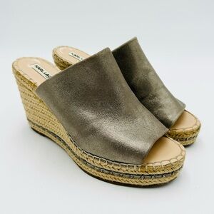 Karl Lagerfield Paris Carina Sparkle Leather Women SlipOn Open Toe Wedge Sandals